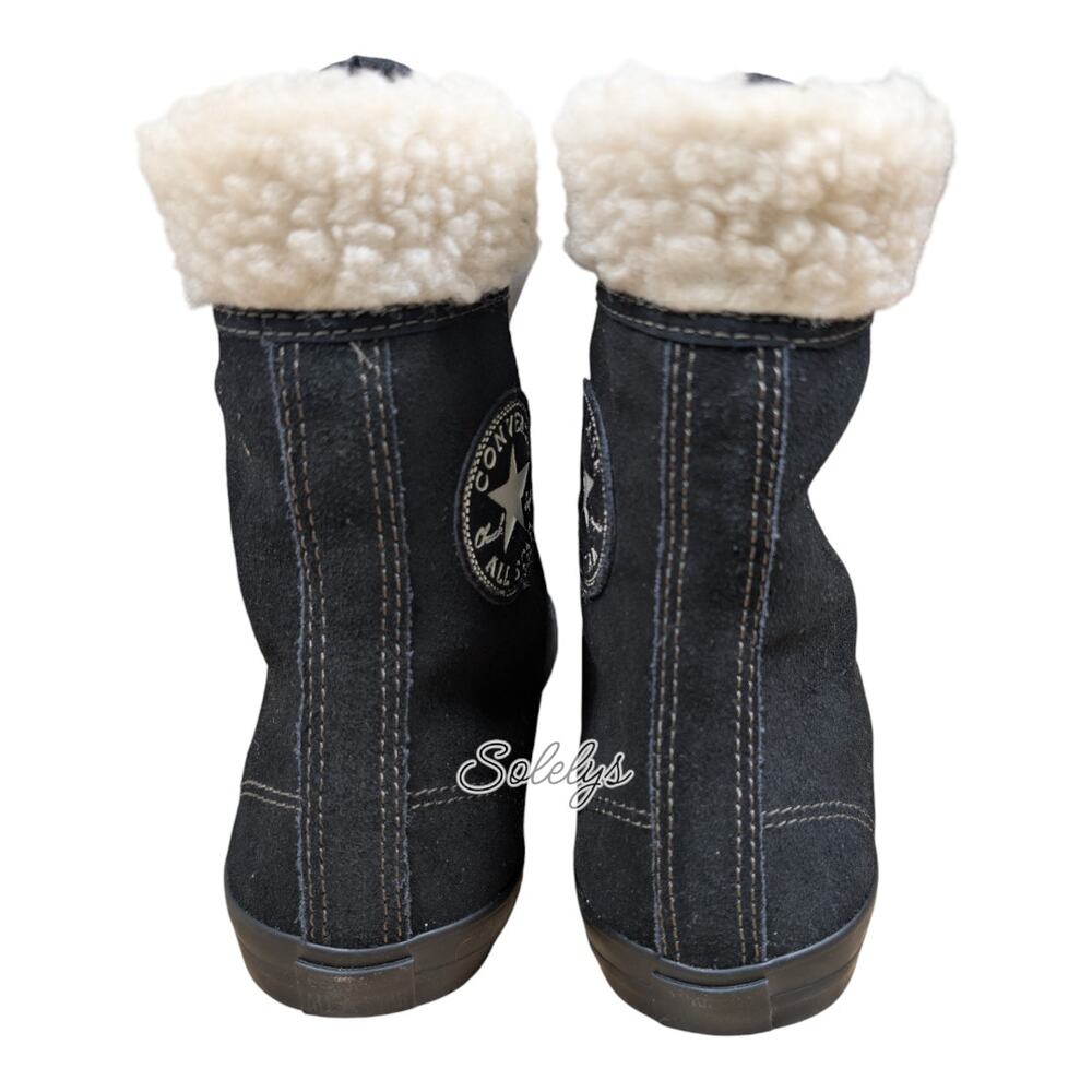 Converse 2014 CT Dainty Suede Shearling Trim XHI Extra High Black Sneaker 6 NWT - Picture 3 of 11